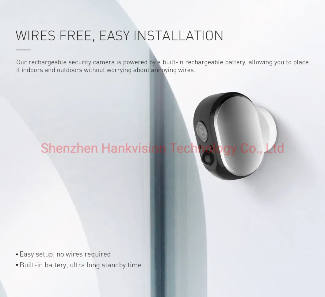 Hankvision 2K Battery Camera Work for Tuya Smart Wi-Fi with PIR Sensor Low Power Consumption Wireless Connection