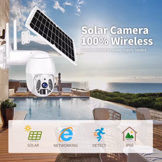 Tuya WiFi 4G Batteria solare esterna wireless PTZ Telecamera CCTV IP di sicurezza ruotante verso l'alto con rilevamento umano Scheda SD audio Archiviazione su cloud